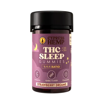 Cypress Hemp: Strawberry Dreams Sleep 1:1:1 THC:CBN:CBD + Chamomile Gummies