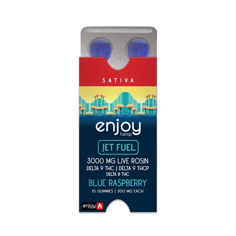 Enjoy: 300mg THC + THCp Live Rosin Jet Fuel- Blue Raspberry