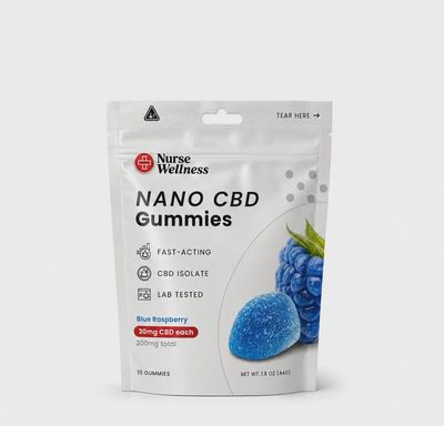 Nurse Wellness: 30mg Nano CBD Gummies - Blue Raspberry