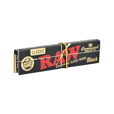 RAW Black Connoisseur Rolling Papers + Tips - Classic / 32pc / King Size Slim