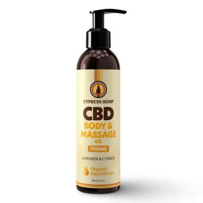 Cypress Hemp: CBD Body &amp; Massage Oil 750mg- 6oz