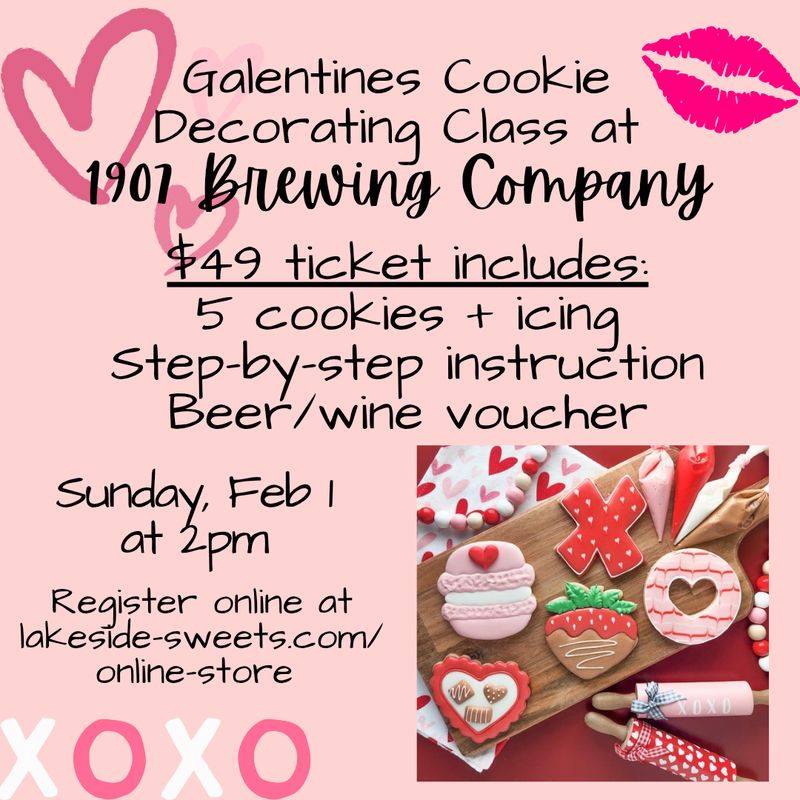 Galentines cookie decorating class (1907 Brewing Company) - Sunday 2/1 at 2pm