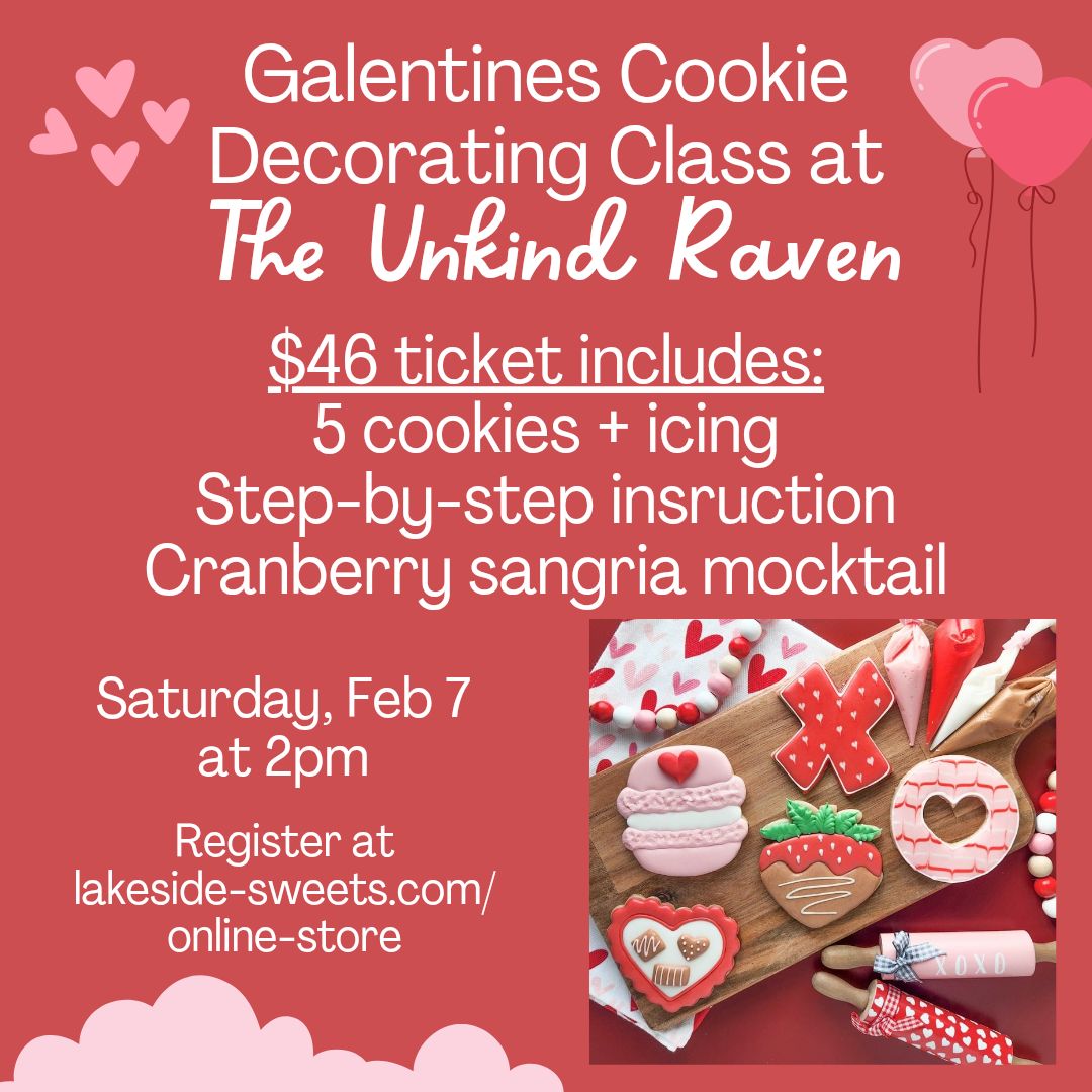 Galentines cookie decorating class (The Unkind Raven) - Saturday 2/7 at 2pm