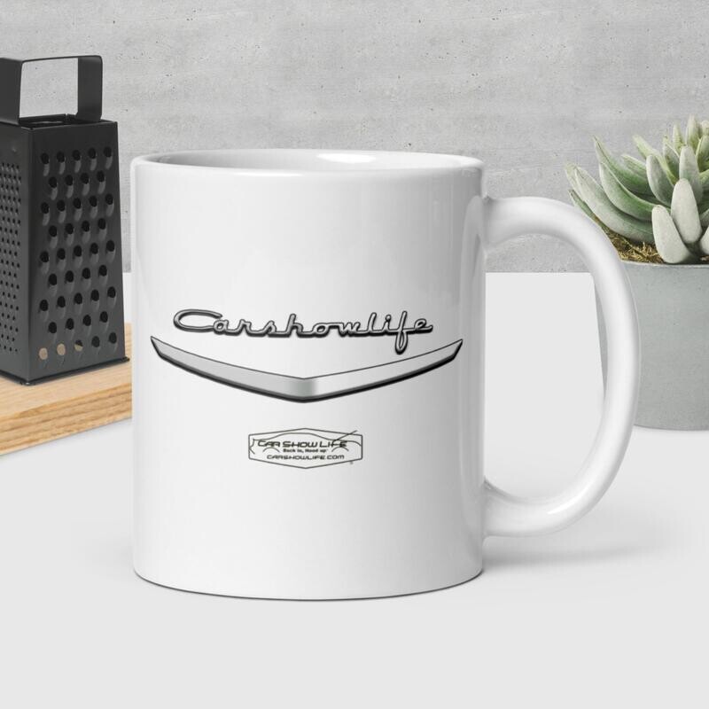 Car Show Life &#39;50 V White glossy mug