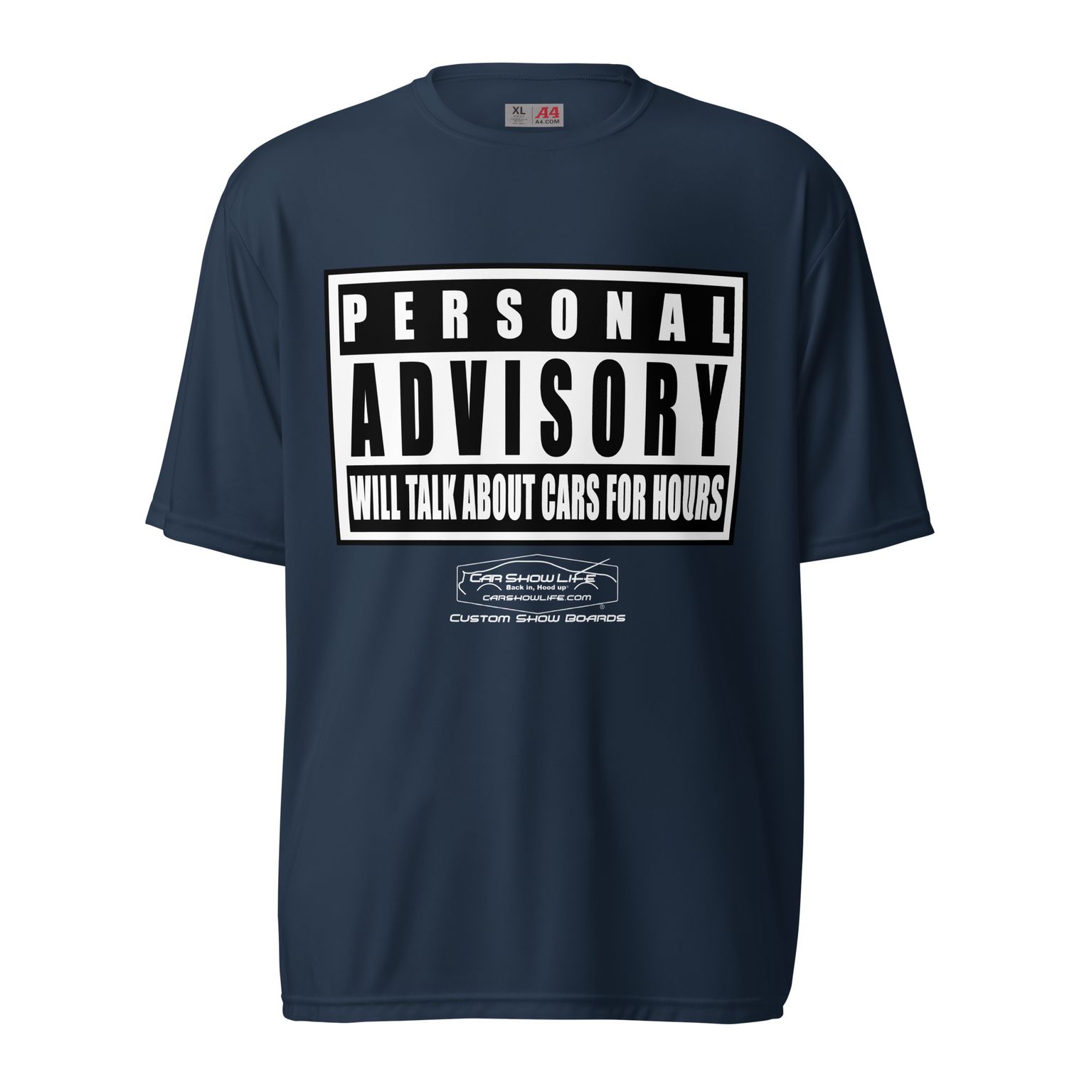 Personal Advisory Warning: Will Talk About Cars For Hours Unisex performance crew neck t-shirt
