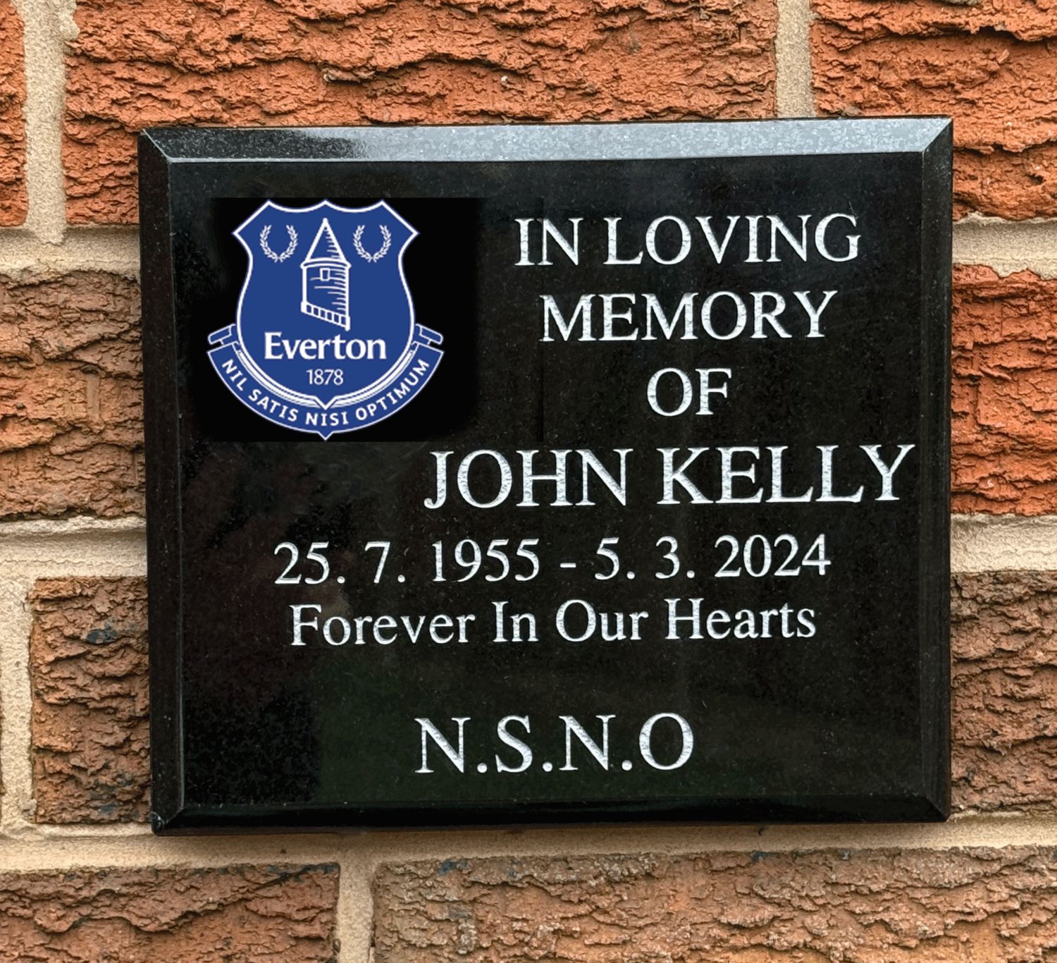 Everton Memorial Plaque