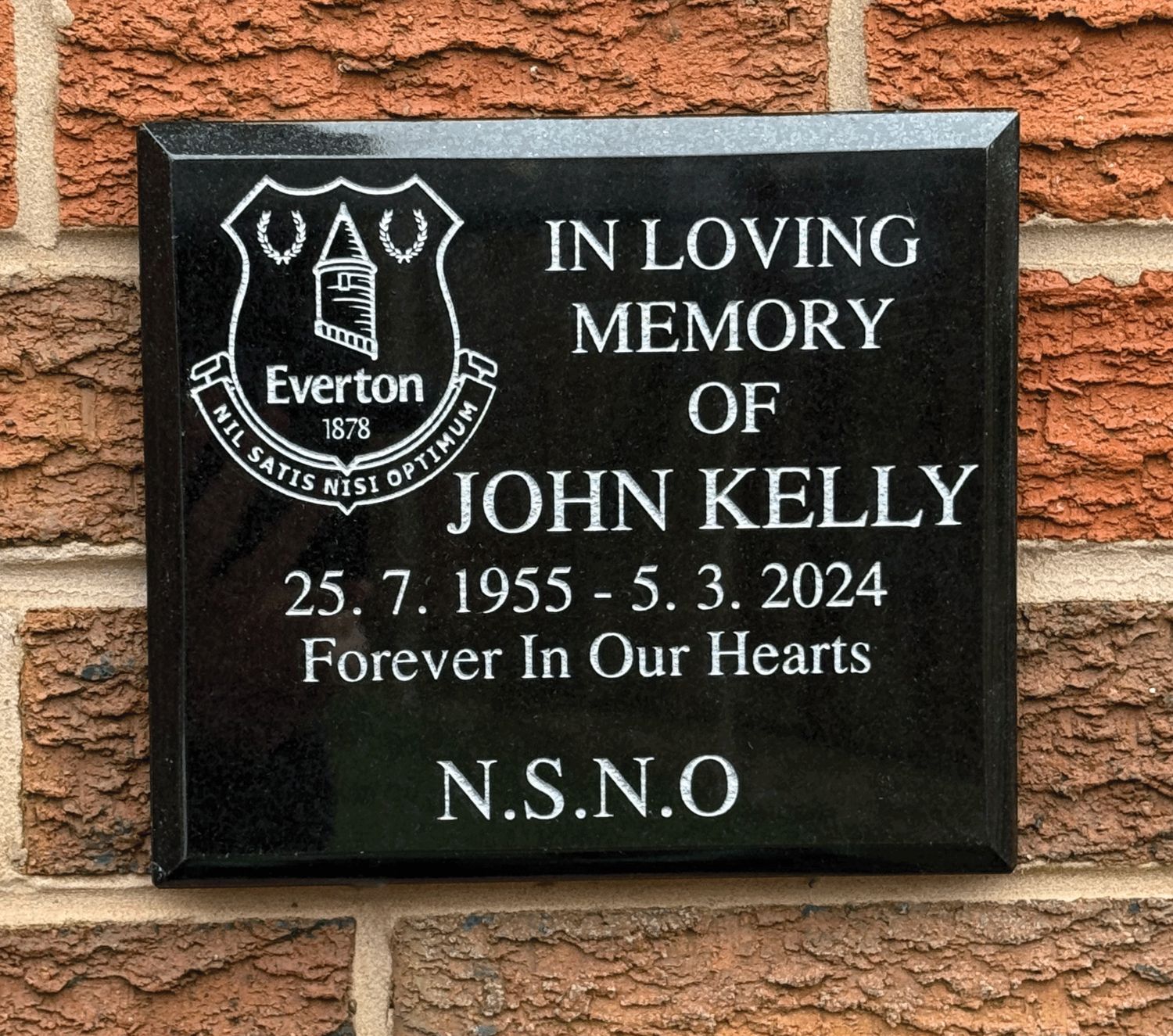 Everton Memorial Plaque