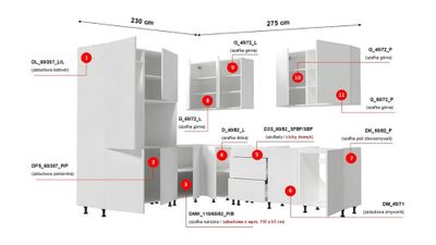 Hoekkeuken Family Line Edan – complete set 230 cm x 275 cm