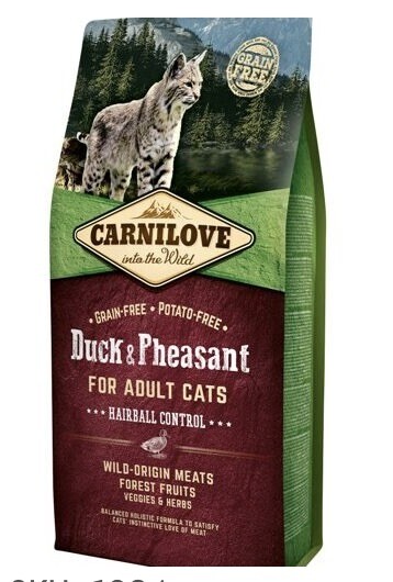 Carnilove Kat Eend & Fazant - Haarbal 6kg Carnilove Kat Eend & Fazant - Haarbal 6kg