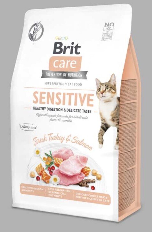 Brit Care kat - graanvrij - sensitive - gezonde spijsvertering voor kieskeurige katten 400gr Brit Care kat - graanvrij - sensitive - gezonde spijsvertering voor kieskeurige katten 400gr