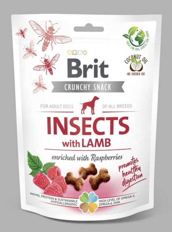 Crunchy snack - Insecten met lam & frambozen 200gr Crunchy snack - Insecten met lam & frambozen 200gr