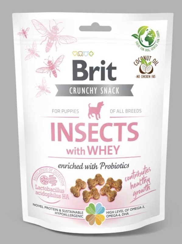 Crunchy snack - Insecten met whey en probiotica voor puppies 200gr Crunchy snack - Insecten met whey en probiotica voor puppies 200gr