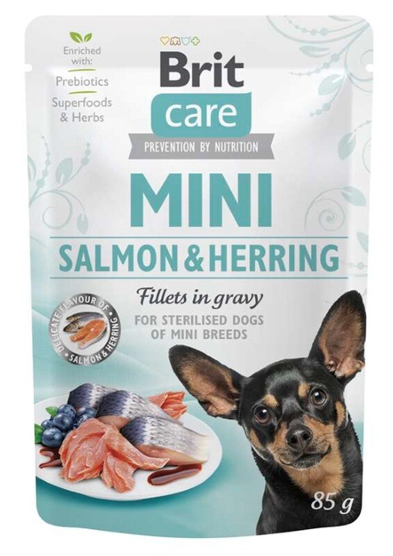 Brit Care Mini Pouch Zalm & Haringfilet in jus 85 g