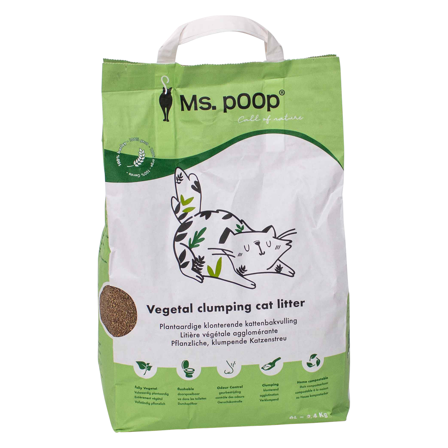 MS POOP - Plantaardige klonterende kattenbakvulling 6 L