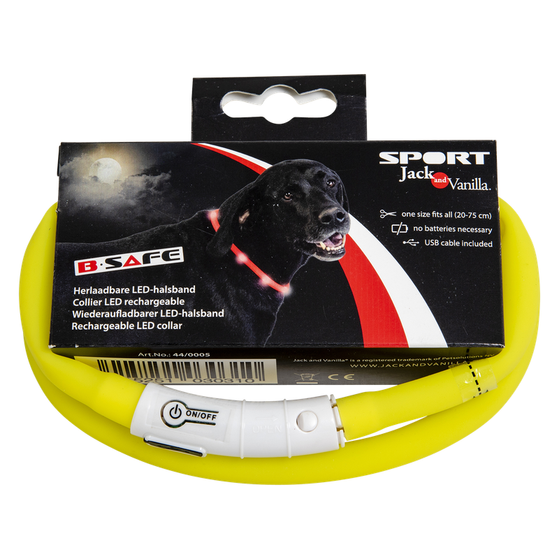 Halsband LED-licht geel J&V sport - 75 cm