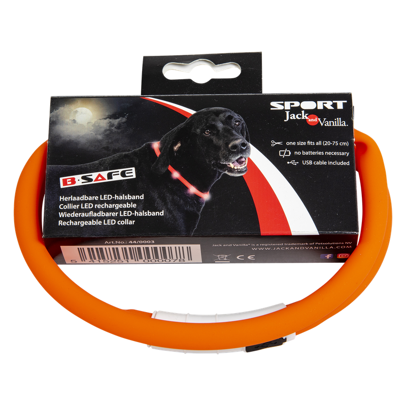 Halsband LED oranje J&V sport - 75 cm