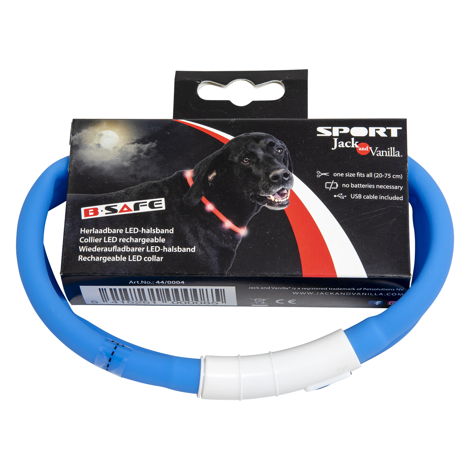 Halsband LED-licht blauw J&V sport - 75 cm
