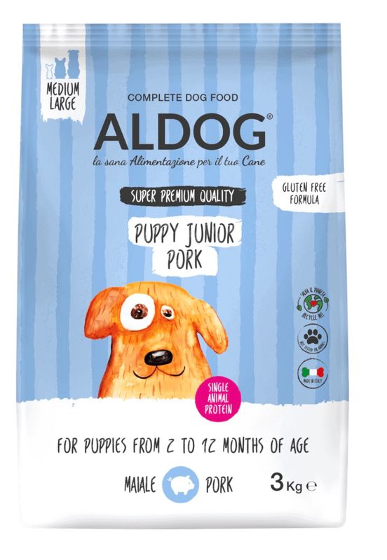 Aldog - Puppy junior - varken/pork - 3kg medium en large Aldog - Puppy junior - varken/pork - 3kg medium en large