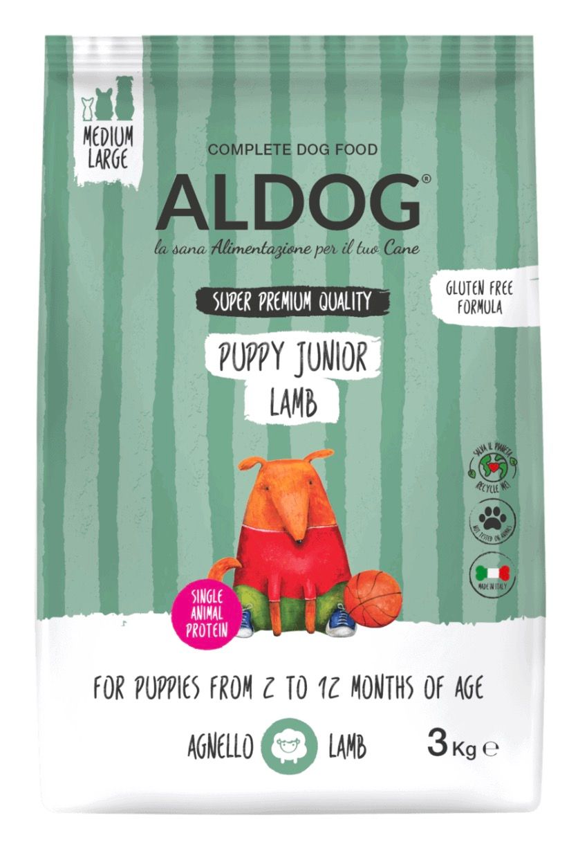 Aldog - Puppy & Junior - Lam - medium en large - 12kg Aldog - Puppy & Junior - Lam - medium en large - 12kg
