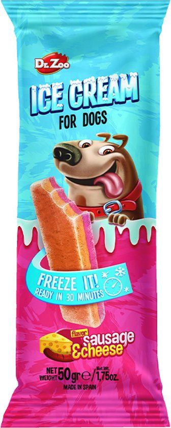 Hondenijsje - Dr Zoo ice cream - sausage en cheese Hondenijsje - Dr Zoo ice cream - sausage en cheese