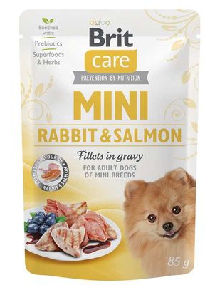 Brit Care Mini Pouch Konijn & Zalmfilet in jus 85 g