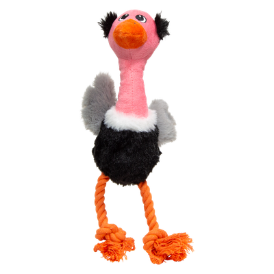 Speelgoed hond zoonimals struisvogel met touw 28 cm Speelgoed hond zoonimals struisvogel met touw 28 cm