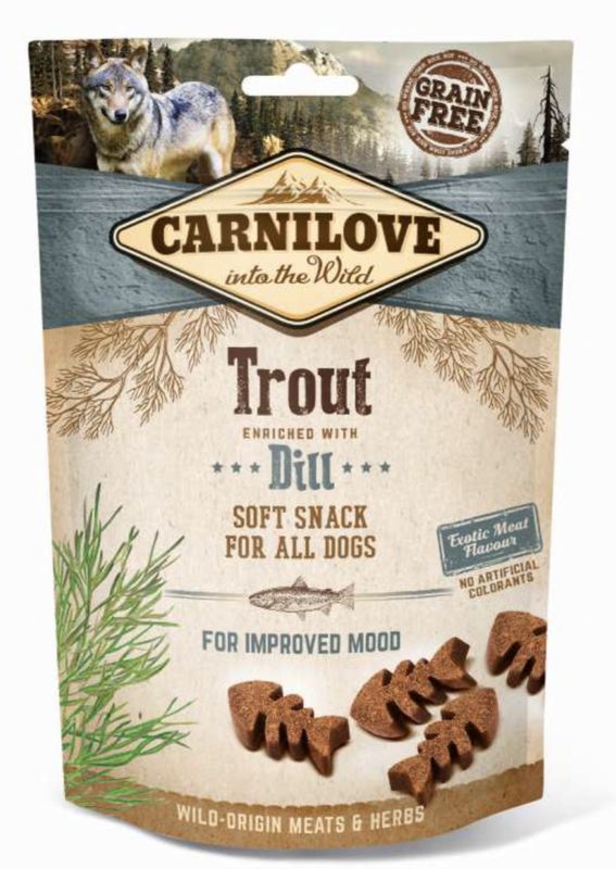 Pakket Carnilove soft snack forel en dille 5 x 200gr