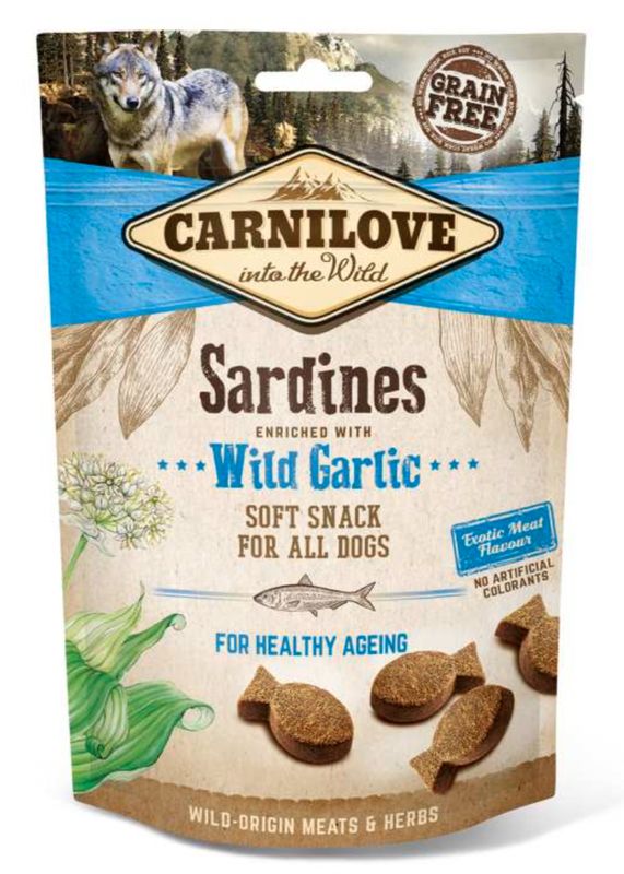 Pakket Carnilove soft snack Sardienen en Knoflook 5 x 200gr