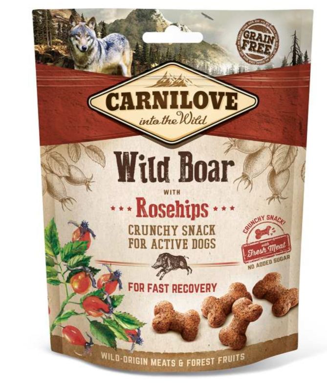 Pakket Carnilove crunchy snack Everzwijn en Rozebottel 6 x 200gr