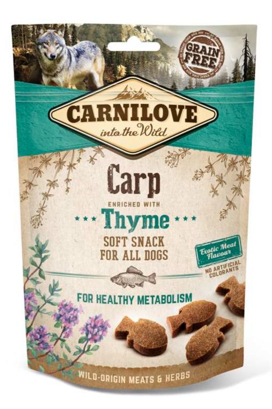 Pakket Carnilove soft snack Karper en Tijm 5 x 200gr