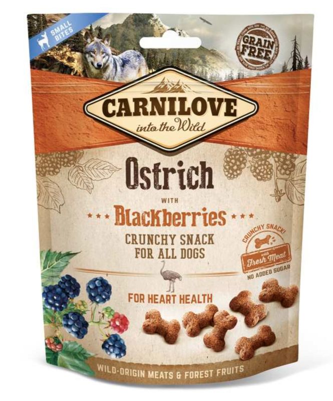 Carnilove crunchy snack struisvogel en bramen 6 x 200gr