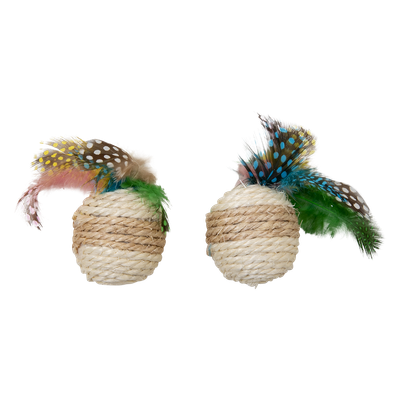 Speelgoed kat bal met pluim 2 stuks - 5 cm Speelgoed kat bal met pluim 2 stuks - 5 cm