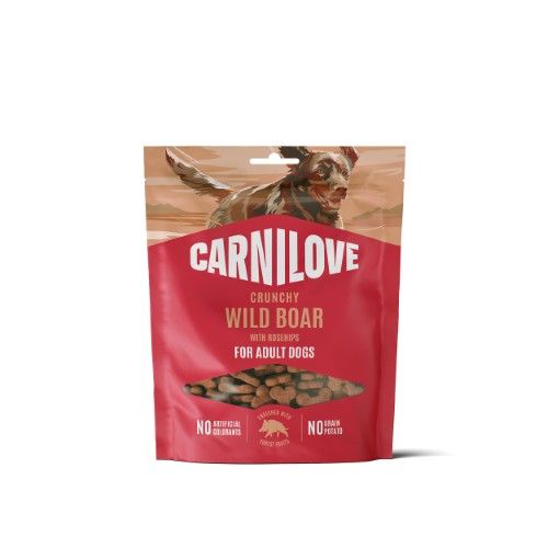 Carnilove snack wild boar with rosehips - crunchy snack voor actieve honden met wild zwijn en rozenbottel 200 gram