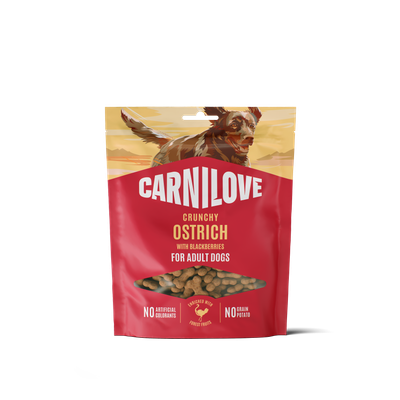 Carnilove snack ​ostrich with blackberries - crunchy snack voor alle honden met struisvogel en bramen 200 gram