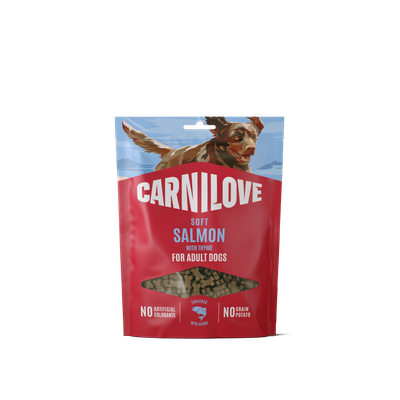 Carnilove snack salmon enriched with thyme small bite - kleinere soft snack voor alle honden met zalm en tijm 200 gram