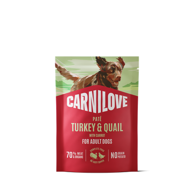 Carnilove pouch dog-hond turkey & quail with yellow carrot 300g