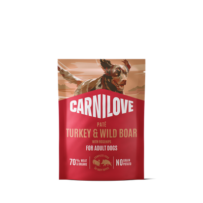 Carnilove pouch dog-hond turkey & wild boar with rosehips 300g