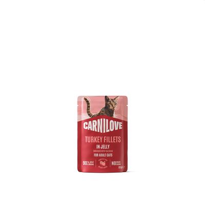 Carnilove cat-kat adult jelly pouch - turkey enriched with valerian 85 g