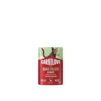 Carnilove cat-kat gravy pouch - Quail enriched with Dandelion for sterilised cats 85 g