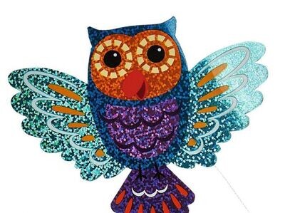 Mini vlieger uilen glitter blauw