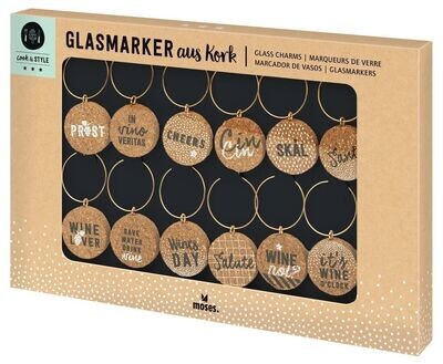 glasmarkers kurk set van 12