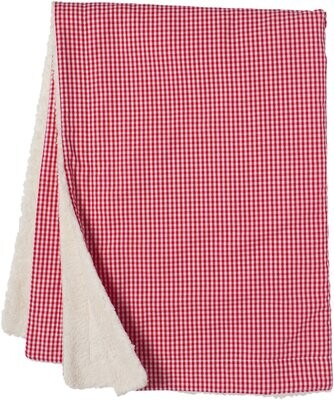 Krabbeldecke mit Teddyfellrückseite rot kariert Krabbeldecke mit Teddyfellrückseite rot kariert