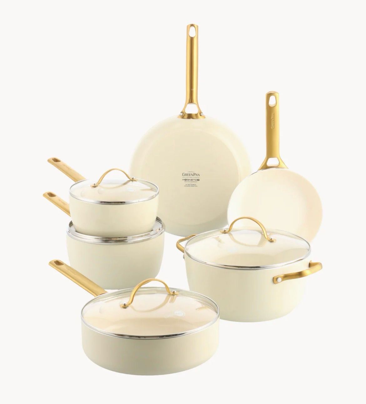 Batteria di pentole con rivestimento antiaderente Padova, set da 10 bianco panna GreenPan