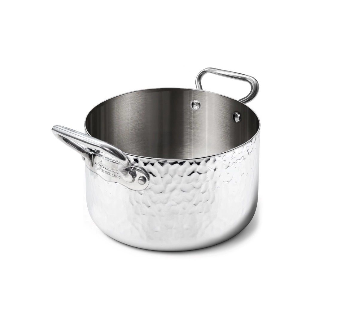 Agnelli Casseruola alta in Aluinox 3ply Martellato cm.20 c/cop