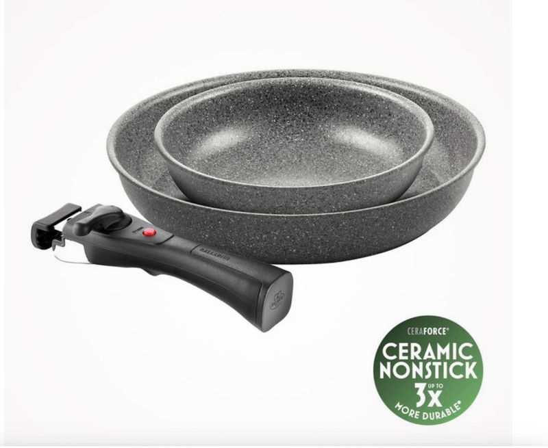 BALLARINI TORRE Set padelle e manico, 3-pz., alluminio, Rivestimento antiaderente senza PFAS