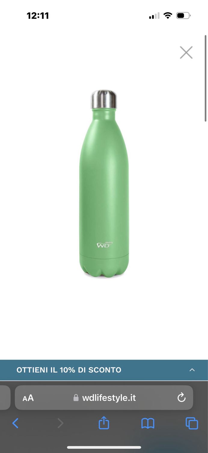 Bottiglia termica in acciaio inox a doppia parete 1 L colore Verde