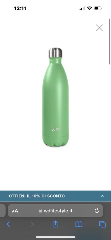 Bottiglia termica in acciaio inox a doppia parete 1 L colore Verde
