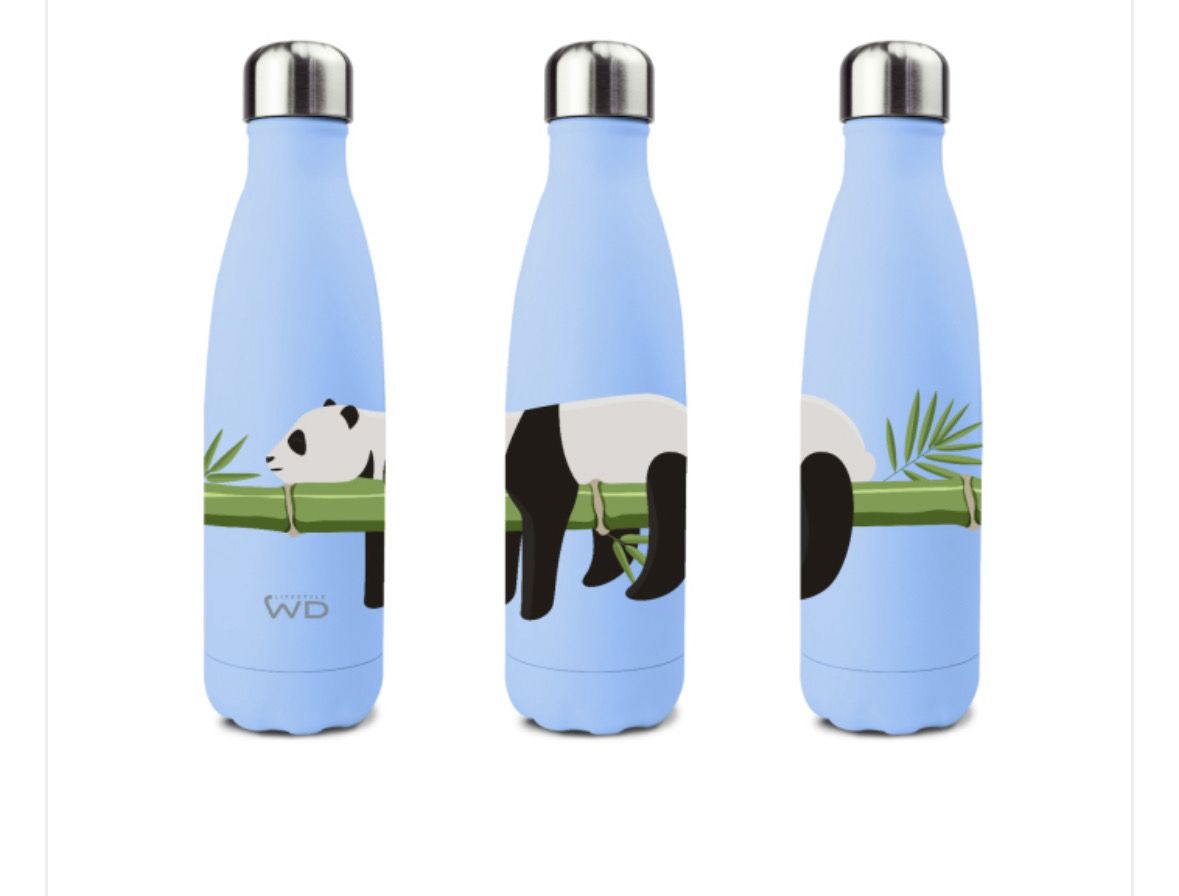 WD lifestyle Bottiglia termica in acciaio inox a doppia parete 500 ml decoro con Panda