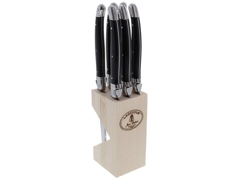 Laguiole - Set di 6 coltelli da 1,2 mm, manici in ABS nero Laguiole - Set di 6 coltelli da 1,2 mm, manici in ABS nero
