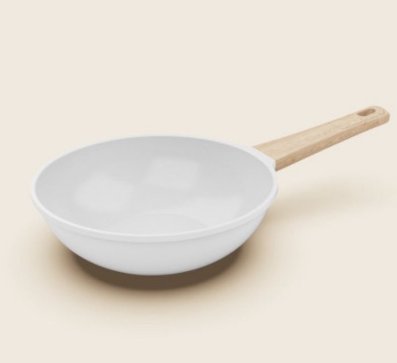 COOKUT WOK 28CM BIANCO GHIACCIO IN ALLUMINIO ANTIADERENTE COOKUT WOK 28CM BIANCO GHIACCIO IN ALLUMINIO ANTIADERENTE